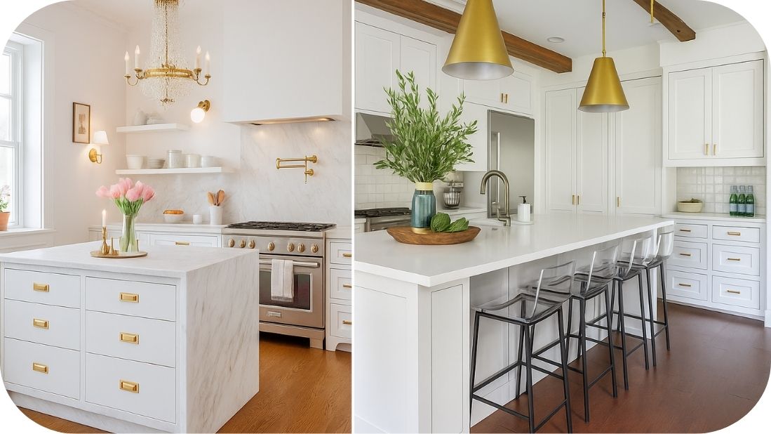 Bele kuhinje sa zlatnim detaljima – sjaj u meri i stilu