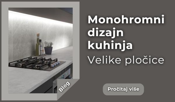 Monohromne kuhinje – elegancija velikih pločica