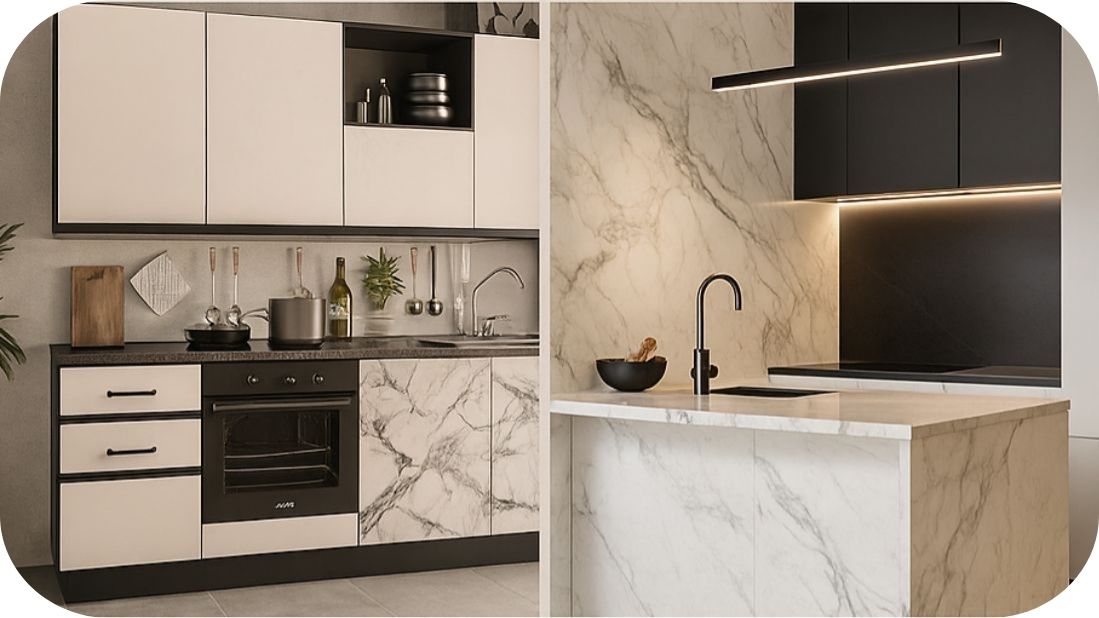 Crno-bele kuhinje – minimalistički kontrasti