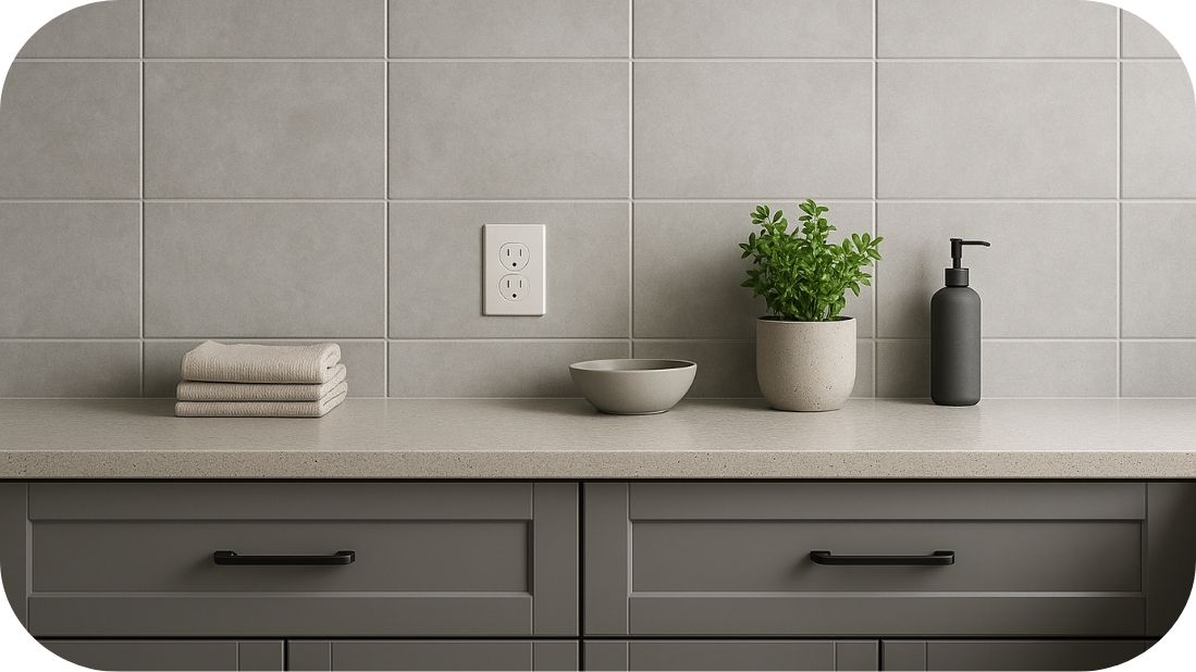 Sive zidne pločice sa fugom u istom tonu za ujednačen i miran izgled