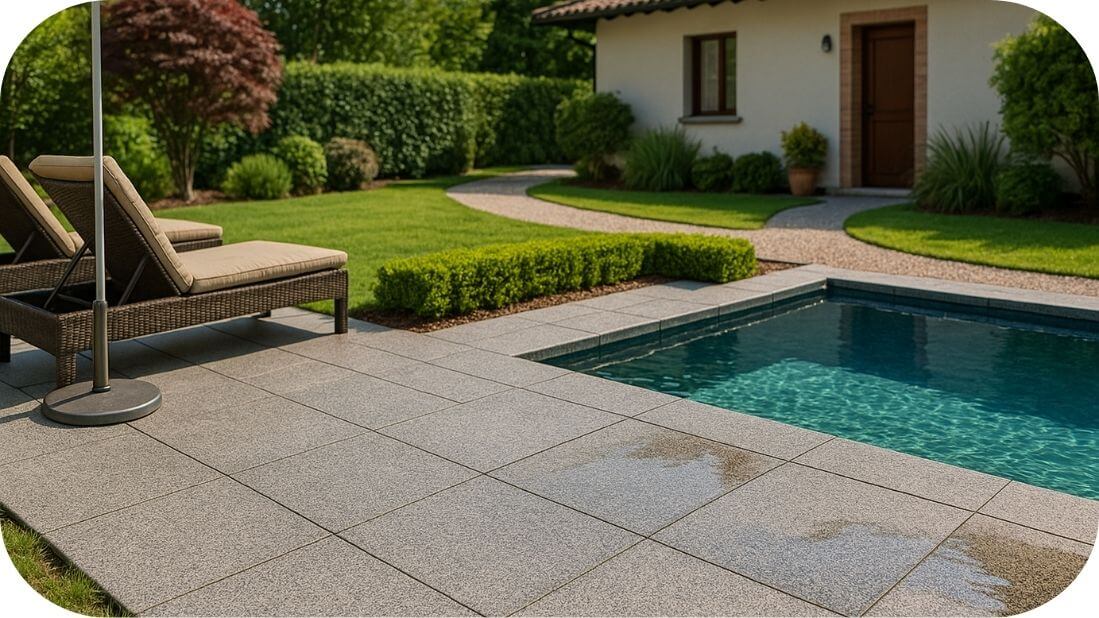 Granitne pločice 2cm oko bazena i u drugim frekventnim spoljnim zonama