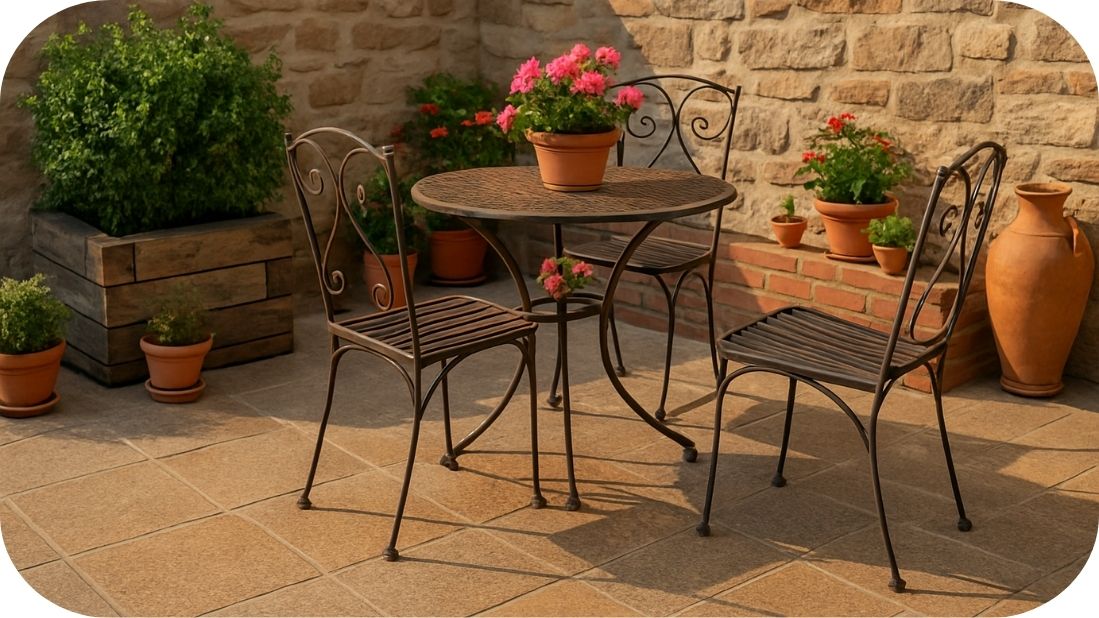 Rustična terasa sa granitnim pločicama 2cm u toplim tonovima