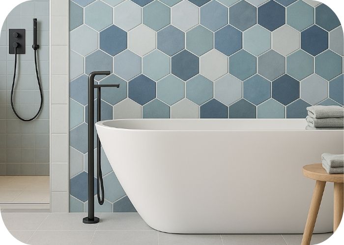 Heksagon pločice u tonovima plave