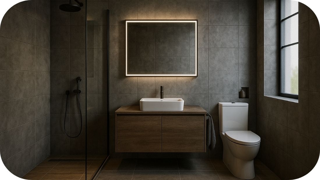 Industrijski stil kupatila sa optimalnim rasporedom elemenata