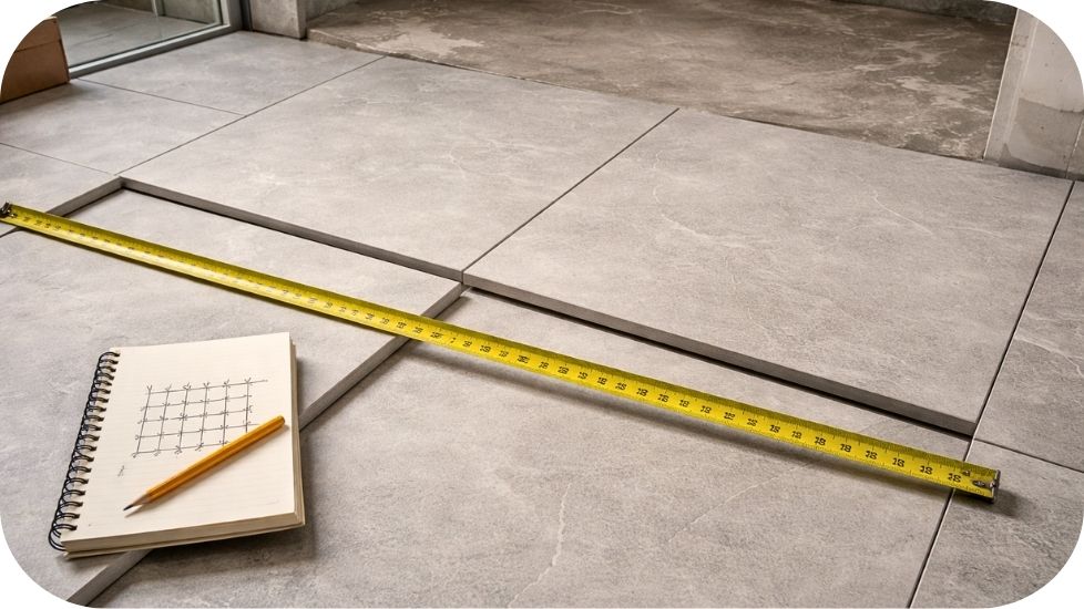 Merenje površine i planiranje potrebne količine pločica za kupatilo