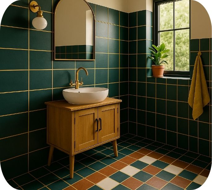 Kupatilo sa kontrastnim fugama