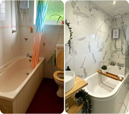 Kupatilo pre i posle renoviranja sa zadržanom kadom