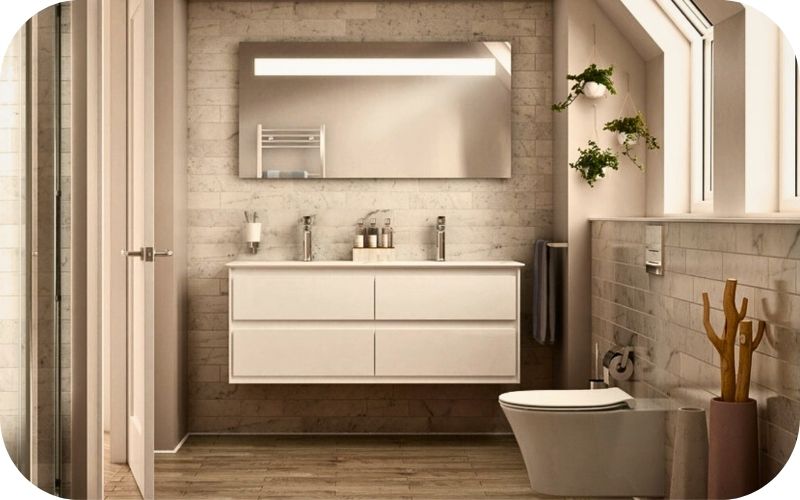 Konzolni ormarić sa umivaonikom u modernom kupatilu