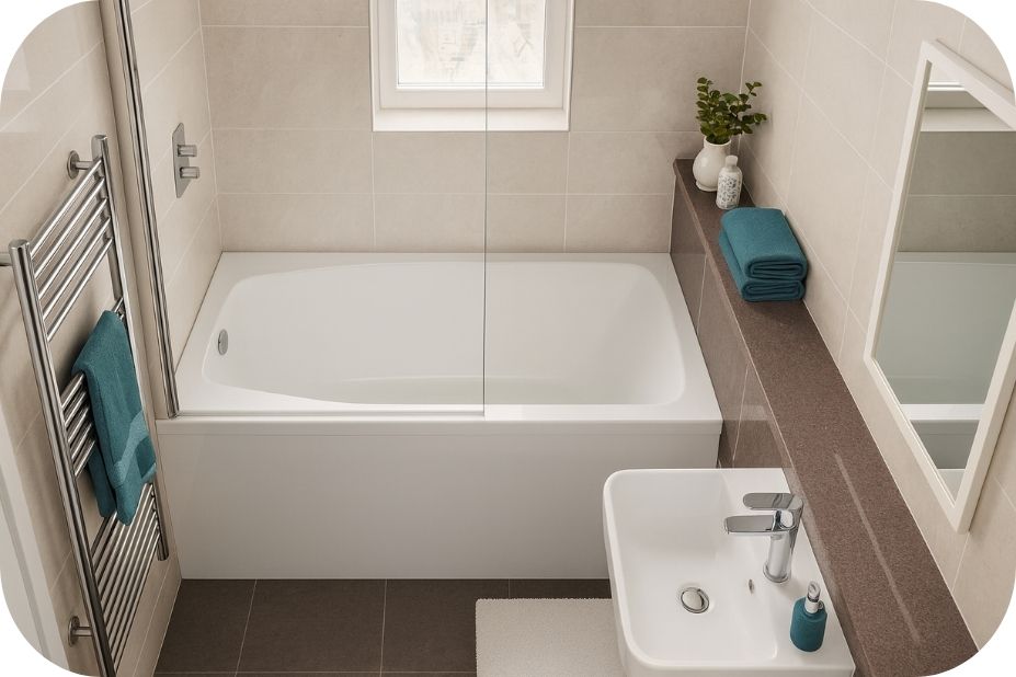 Kada sa staklenim paravanom u malom kupatilu