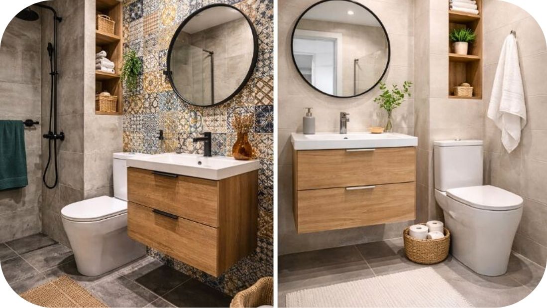 Primer rasporeda i stilova renoviranja malog kupatila