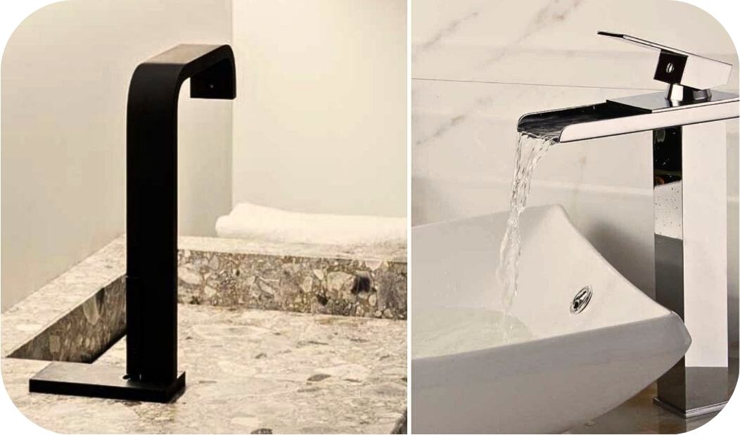 Mat crna i hromirana baterija za lavabo – poređenje završne obrade u savremenom kupatilu