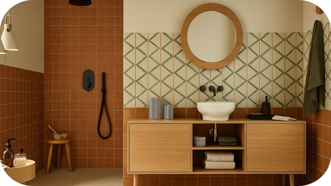 Moderno kupatilo u toplim terakota tonovima