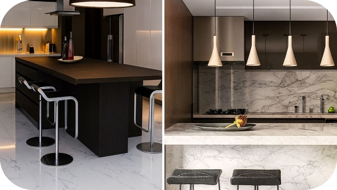 Savršen balans svetlih i tamnih površina u monohromnoj kuhinji