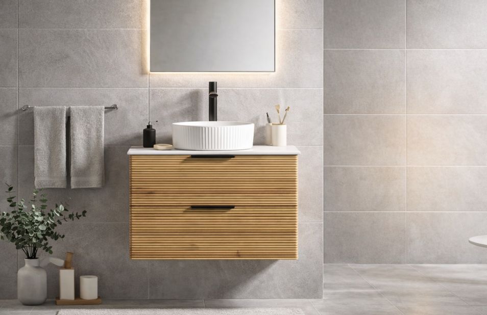 Nadgradni lavabo Antalya 36 na ormariću u kupatilu