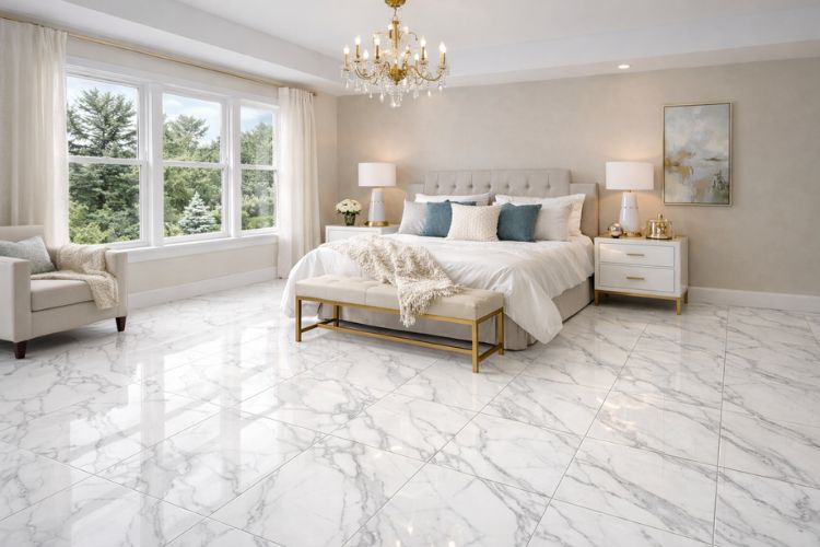 New Kerry White 60x60 granitne pločice u dezenu belog mermera – polirana full lappato površina