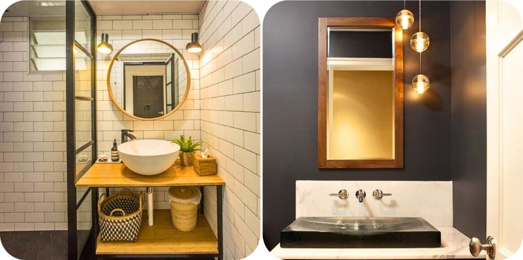 Ogledalo za kupatilo sa drvenim ramom – primer topline materijala i vizuelnog sidrenja prostora