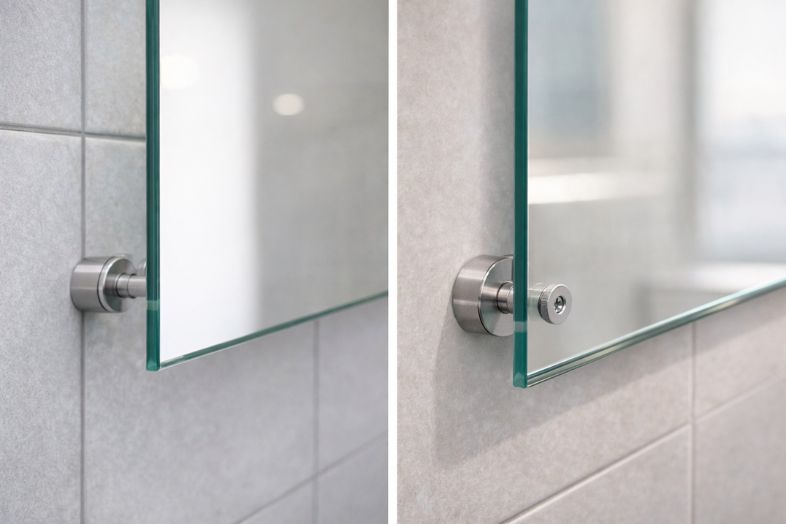 Ogledalo za kupatilo sa distancerima – primer stabilne i precizne montaže