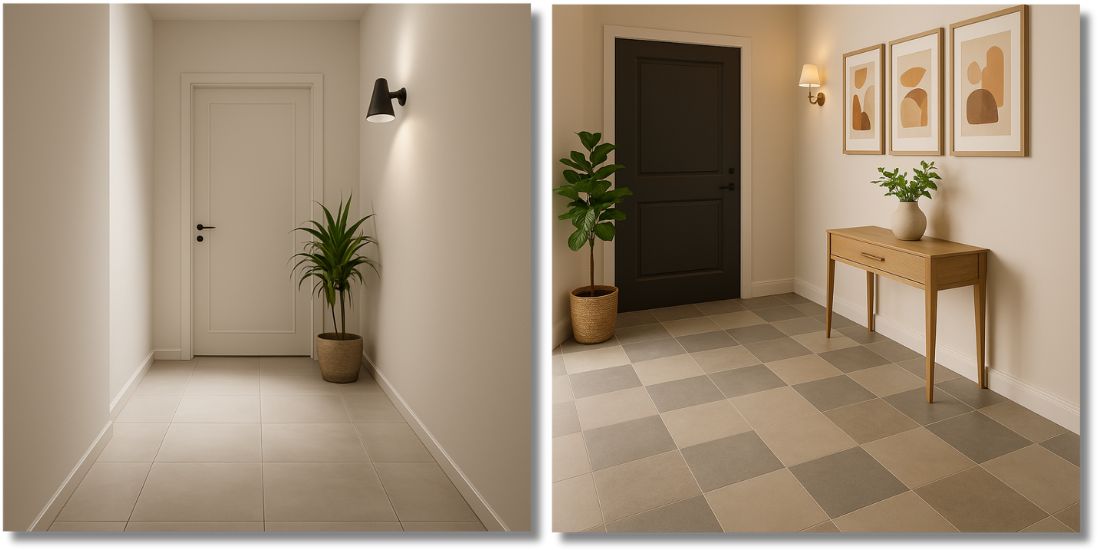 Hodnici sa pločicama 60x60cm – od minimalističkog do toplog enterijera