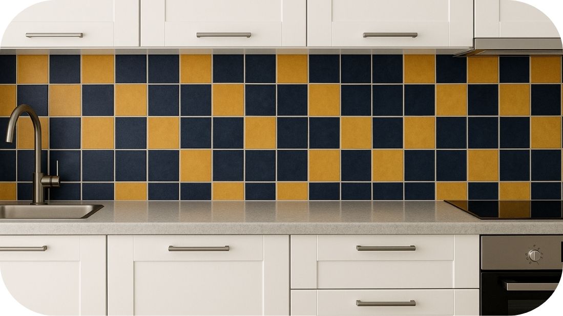 Pločice za kuhinju u kontrastnim bojama – šarm i dinamika prostora