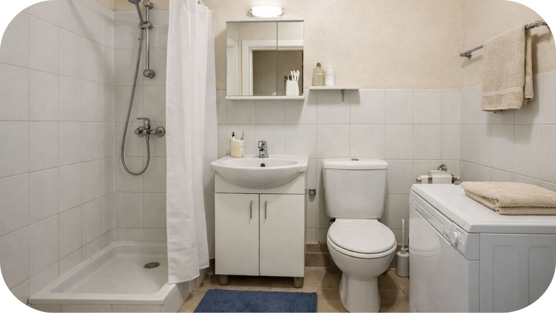 Primer jeftine varijante renoviranja kupatila sa funkcionalnim rasporedom