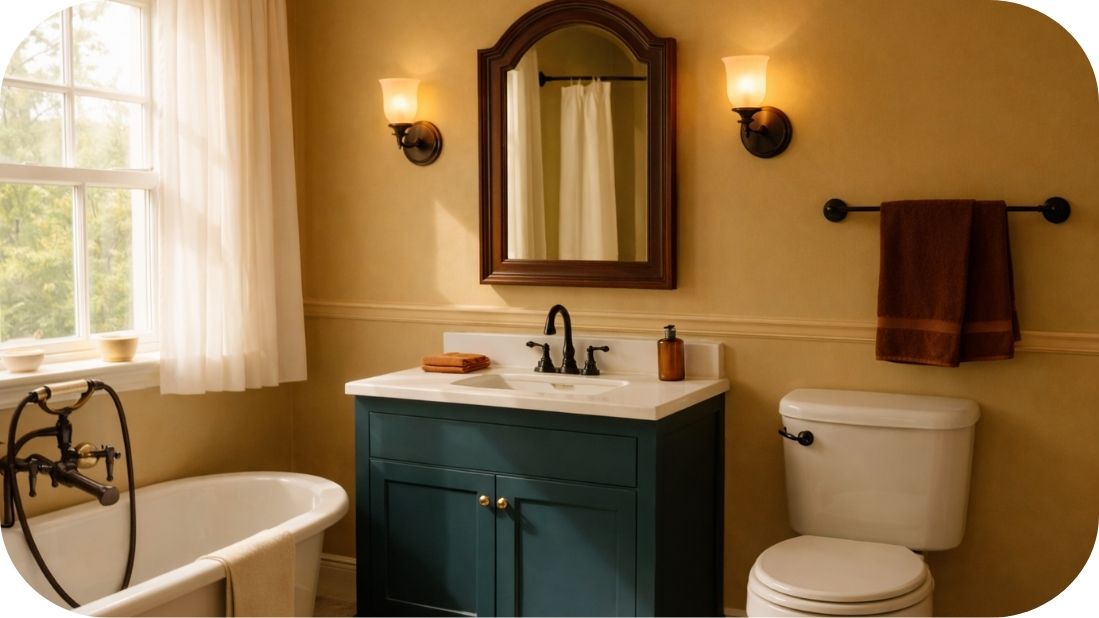 Savremeno renovirano kupatilo sa modernim nameštajem i prirodnim svetlom