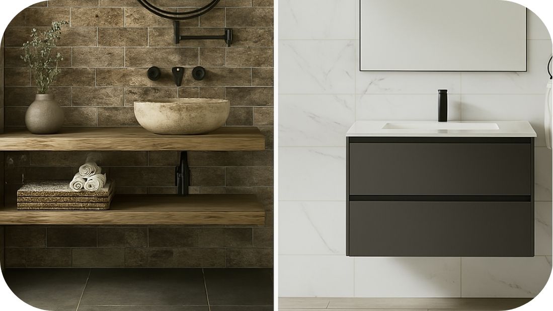 Rustične i moderne pločice u kupatilu