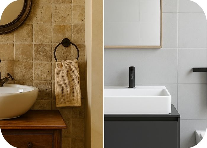 Rustični i moderni stil kupatila – kontrast dizajna