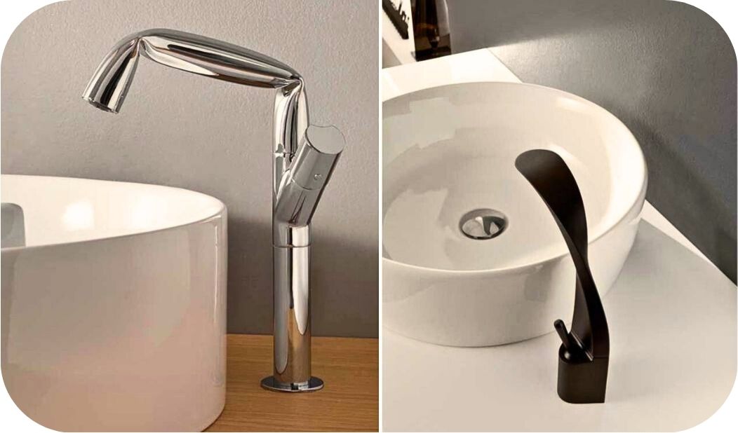 Stojeće baterije za lavabo u hrom i crnoj završnoj obradi, montirane direktno na umivaonik