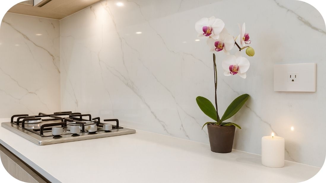 Svetla mermerna površina unosi eleganciju i lakoću u prostor