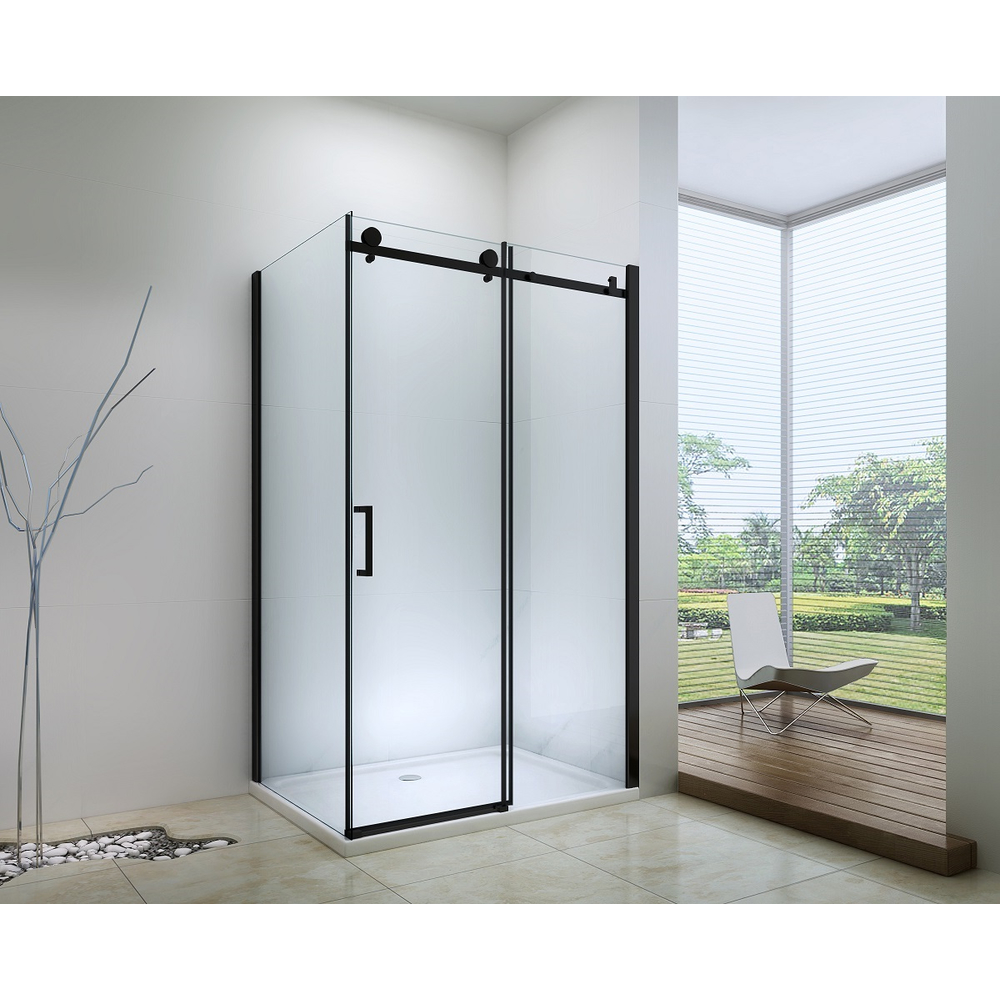 Tuš kabina EX801N Matt Black 80x100cm, Dimenzija: 80x100, Boja profila: Mat Crni, Vrsta stakla: Providno-2