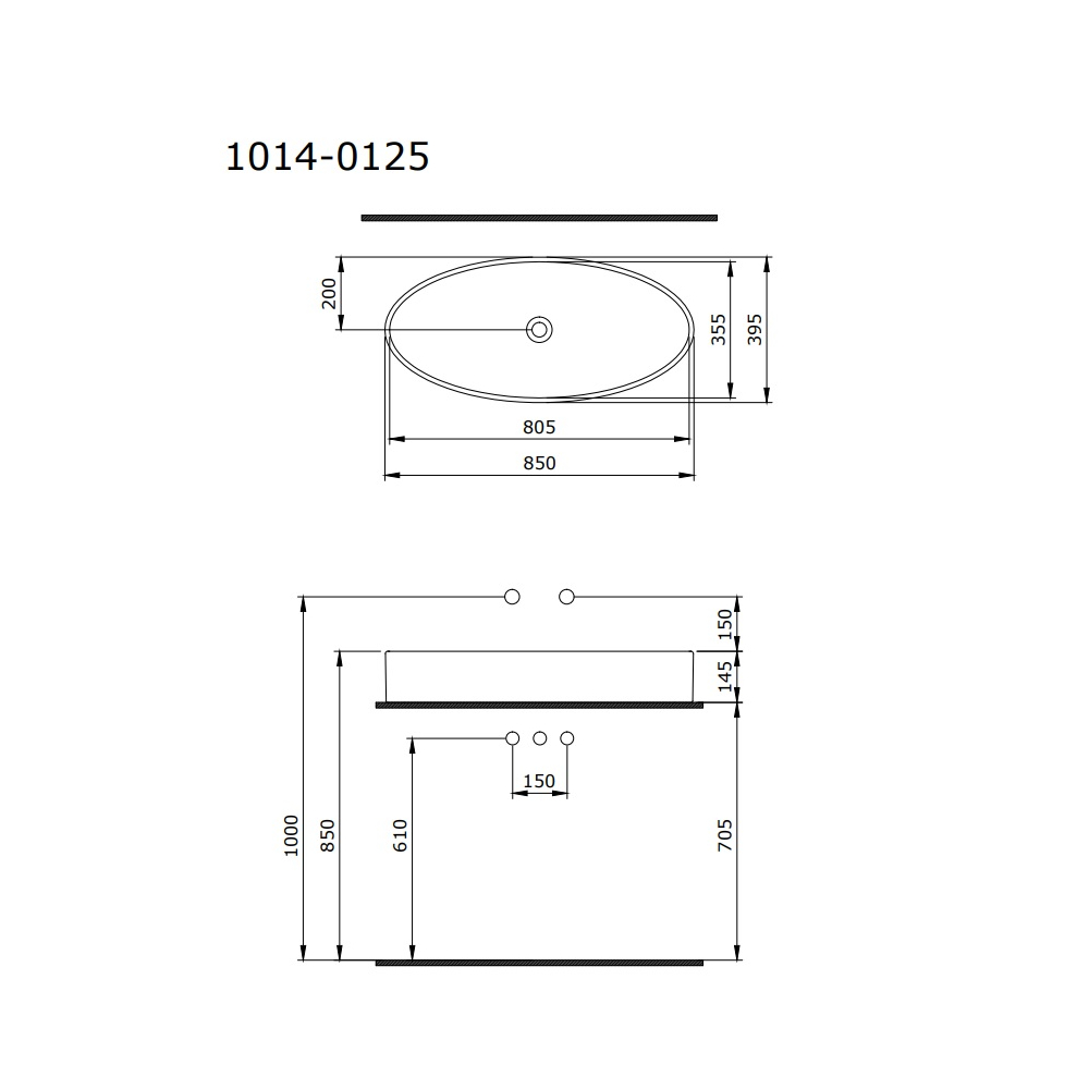 Vessel lavabo 85x39,5cm, Dostupne boje: Beli-3