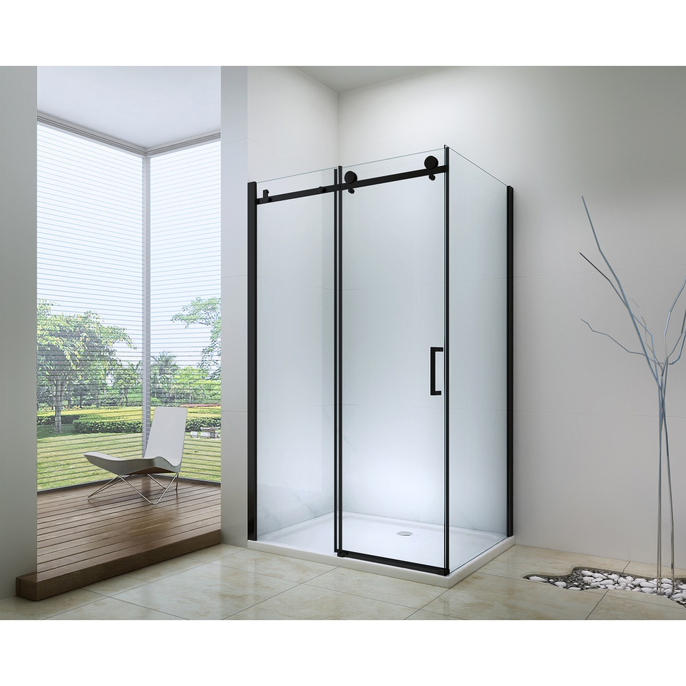 Tuš kabina EX801N Matt Black 80x100cm, Dimenzija: 80x100, Boja profila: Mat Crni, Vrsta stakla: Providno-