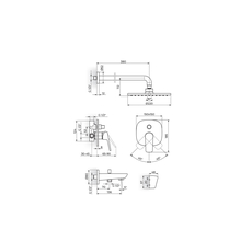 Ugradna baterija sa izlivom, ručnim i zidnim četvrtastim tušem Stolz, Modeli: Uzidni set (kvadratni)-2