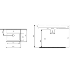 Milano lavabo 50x46,5cm, Dostupne boje: Beli, Širina: 50-2