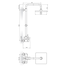 Tuš baterija sa usponskim tušem Quadro, Modeli: Za kadu sa usp. tušem-2