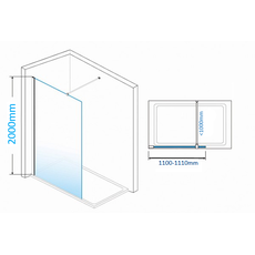 Tuš paravan Fonte Walk-in 110cm, Širina: 110-2
