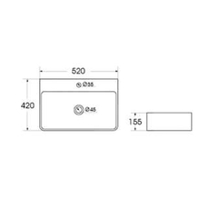 Kairo lavabo 52x42cm, Širina: 52-2