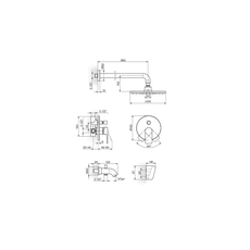 Ugradna baterija za tuš sa izlivom S2 Black, Modeli: Ugradni set (izliv i zidni tuš)-2