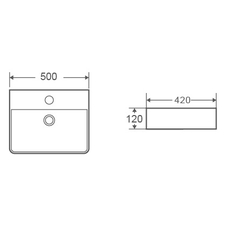 Lavabo Piano 50, Dostupne boje: White, Širina: 50-2