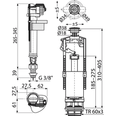Plovak i zvono vertikalni Alca SA2000S 3/8" Hrom, Model: Vertikalni-2