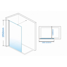 Tuš paravan Fonte Walk-in 100cm, Širina: 100-2