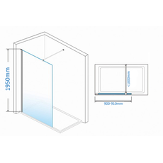 Tuš paravan Fonte Walk-in 90cm, Širina: 90-2