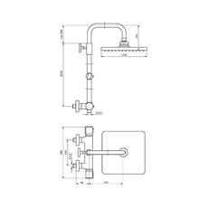 Baterija termostatska sa četvrtastim usponskim tušem Stolz Thermo, Modeli: Termostatska baterija sa kvadratnim usp. tušem-2