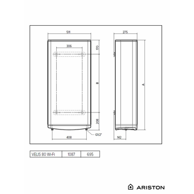 Ariston bojler Velis Pro 80L Wifi Beli, Dostupne boje: Beli, Model: 80L-5