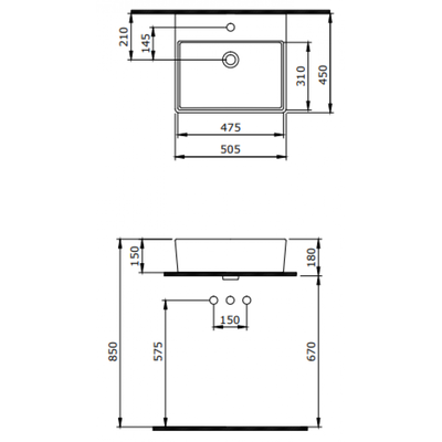 Milano lavabo 50x45cm, Dostupne boje: Beli-3