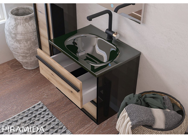 Euridika 75 up Oliva/Black ormarić sa umivaonikom-3