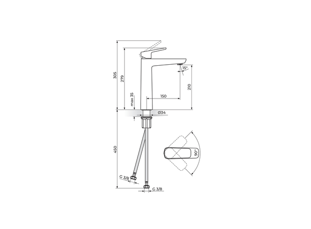 Baterija za lavabo visoka Stolz, Modeli: Za lavabo (visoka)-2