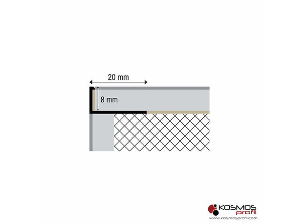 Lajsna L-profil PTANEL-8 2,7m/8mm srebro-mat, Dostupne boje: Srebro-mat, Debljina: 8, Dužina: 270-2