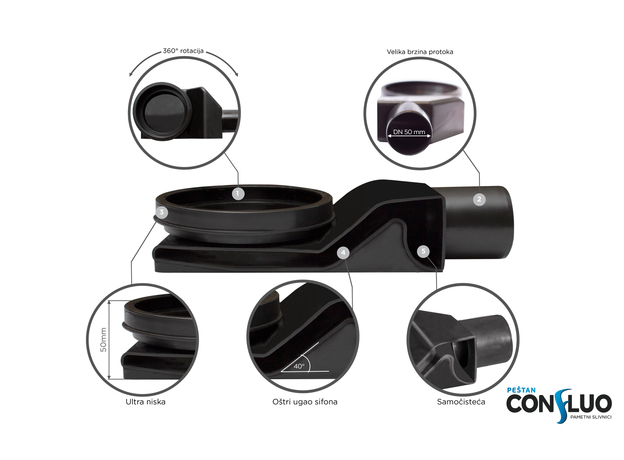 Tuš kanalica Confluo Premium Line 75cm crno staklo-7