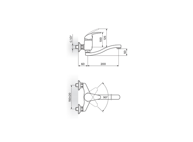 Zidna baterija L=200mm King, Modeli: Zidna baterija (L=200)-2